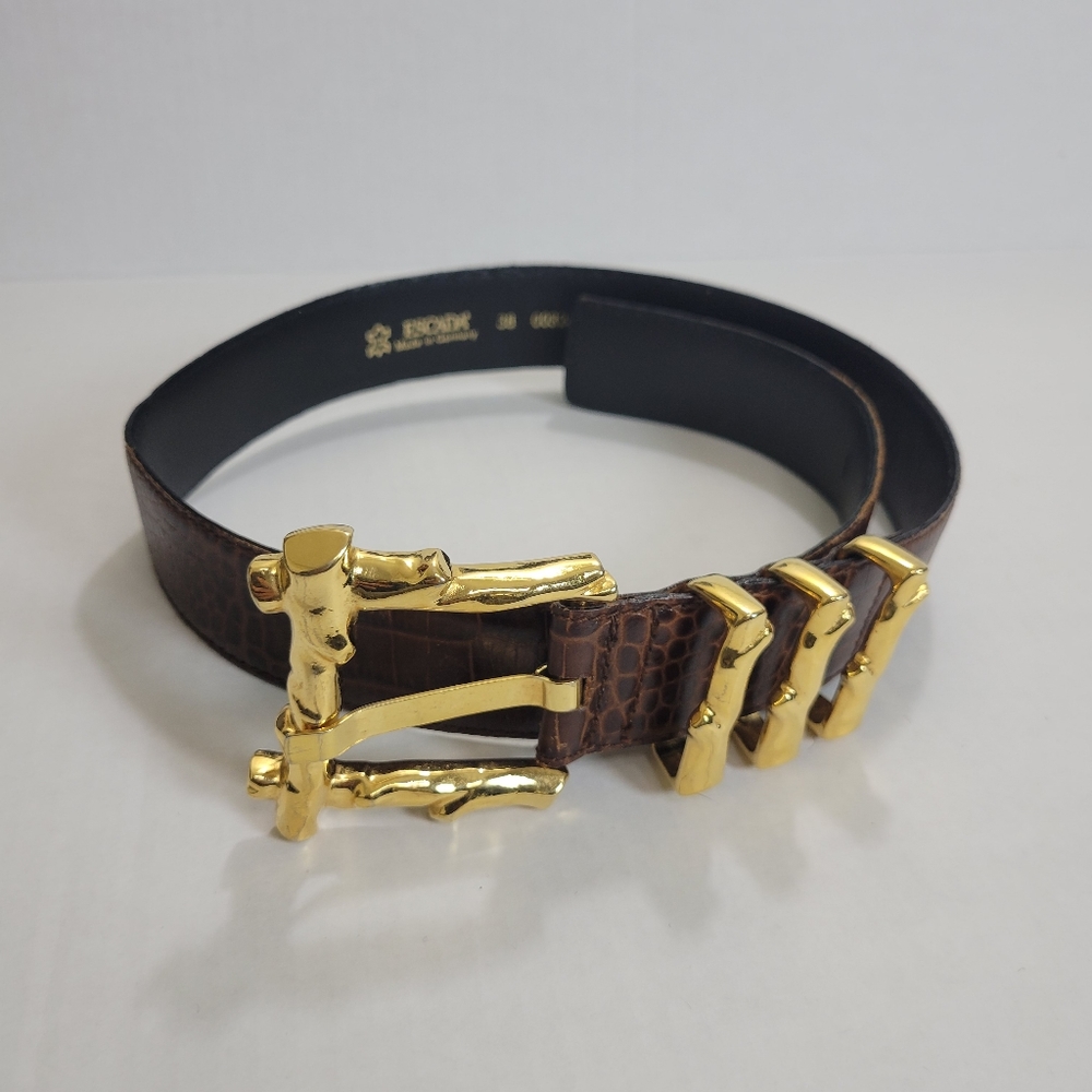Escada Statement Gold Buckle Leather Belt